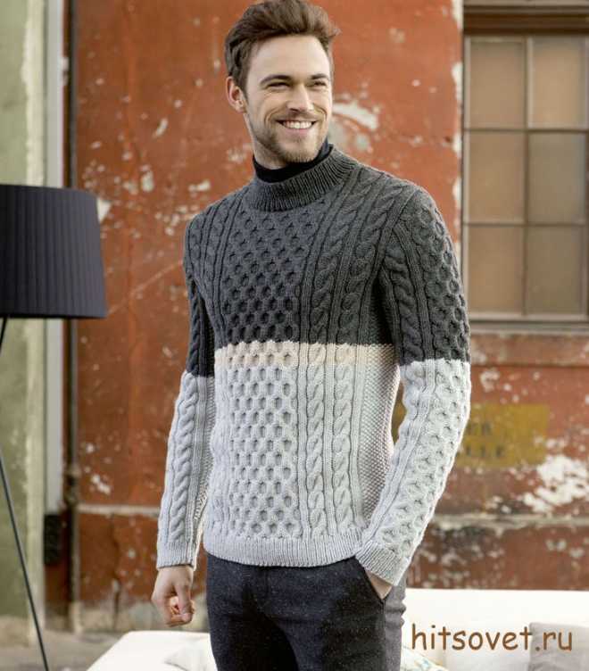 вязание спицами мужской свитер 50 52 размер